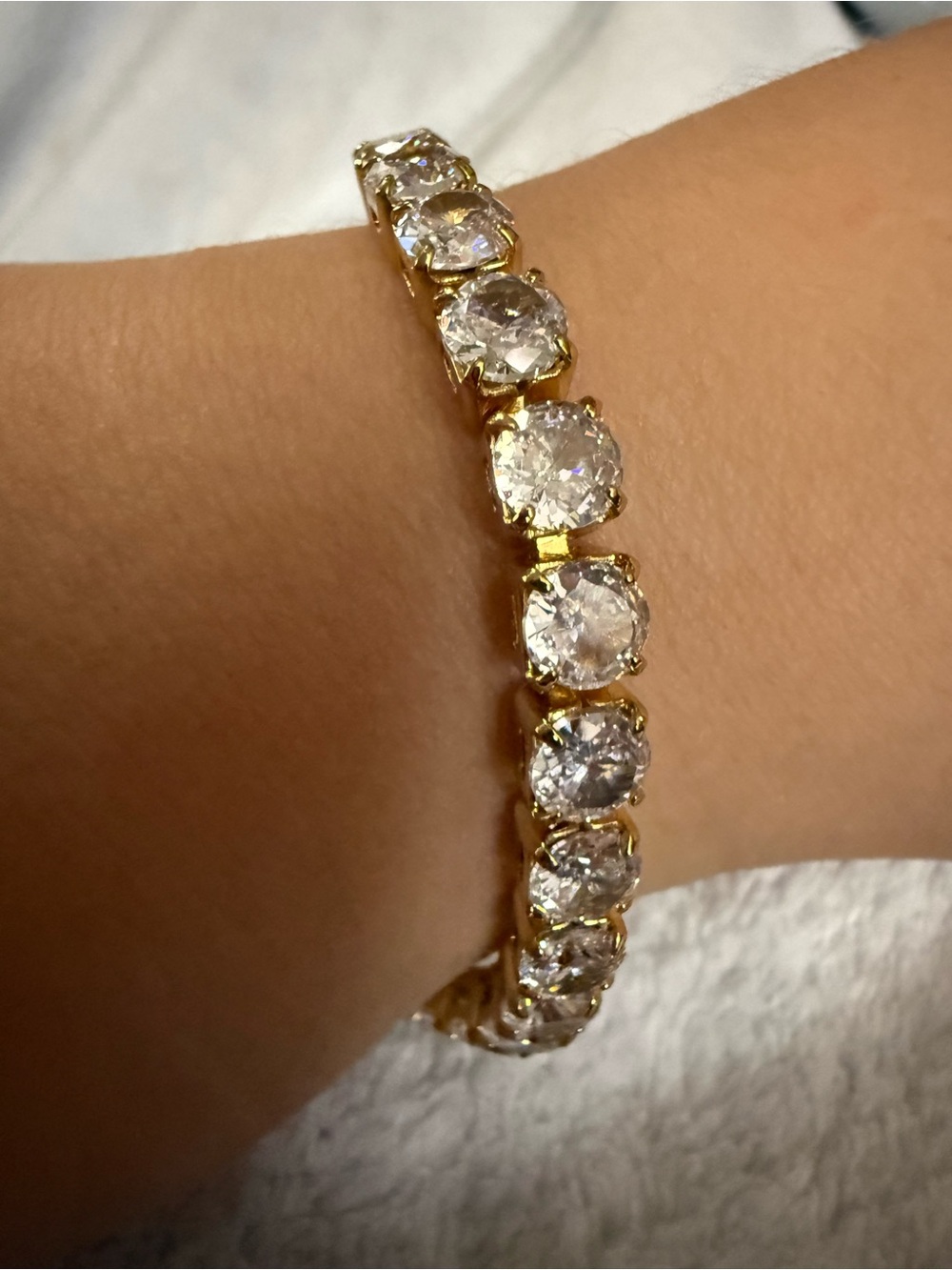 Gold-Tone Cubic Zirconia Slider Tennis Bracelet